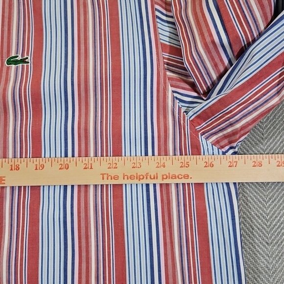 Lacoste🐊Long Sleeve Shirt Size XXL (54" Chest) Vertical Stripes 100% Cotton Y2K - Picture 7 of 13